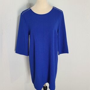 Umgee Royal Blue Dress, Pleated in the Back, Zippers on Shoulders, Size Large